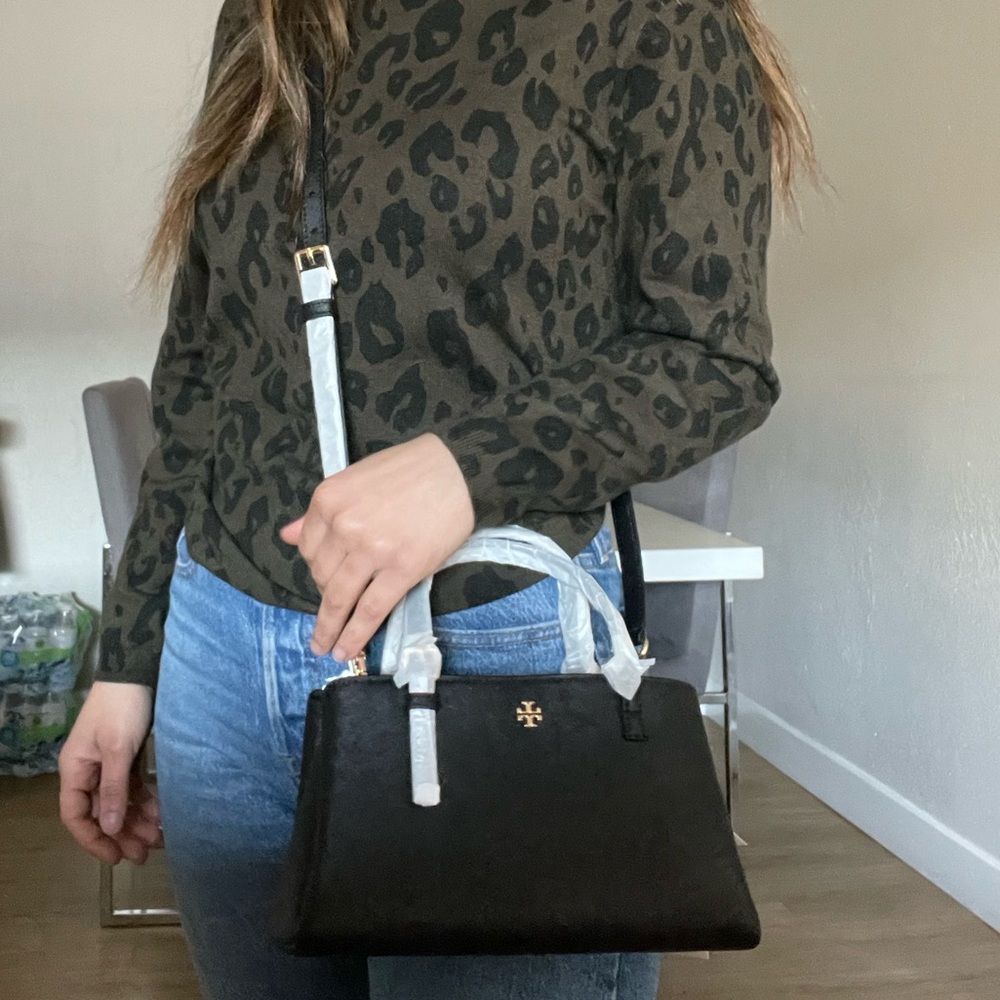 NWT , tory burch emerson mini black tote bag , crossbody - Picture 14 of 14